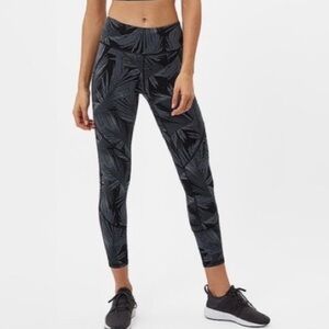 Sweaty Betty The Power 7/8 Workout Leggings Black Gray Palm Leaf Print X-Small